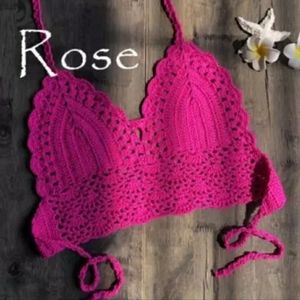 Pink crochet crop top sz S